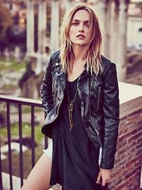 Vegan Leather Hooded Jacket at Free People