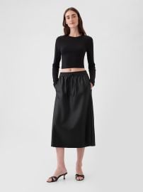 Vegan Leather Midi Skirt at Gap