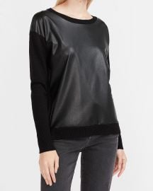 Vegan Leather Pieced Sweater at Express