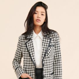 Vegan Leather Trim Tweed Blazer Nuuly Rent at Nuuly Rent