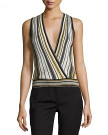 Velda Metallic Striped Surplice Top at Neiman Marcus