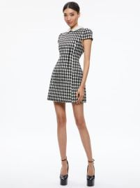 Velia Tweed Embellished Collar Mini Dress In Blackoff White Alice And Olivia at Alice + Olivia