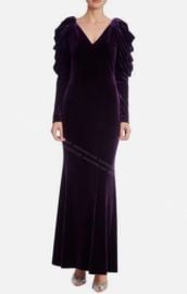 Velvet Gown with Dramatic Sleeves by Badgley Mischka at Badgley Mischka