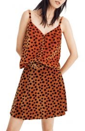 Velvet Leopard Dot Button Front Camisole at Nordstrom