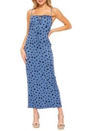 Velvet Torch Keyhole Maxi Slipdress In Denim Black Dot at Nordstrom Rack