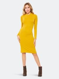 Velvet Torch Long Sleeve Mock Midi Dress  Mustard at Verishop