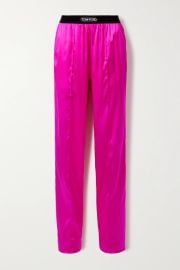 Velvet-Trimmed Stretch-Silk Satin Pants by Tom Ford at Net A Porter