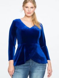 Velvet V-Neck Peplum Top by Eloquii at Eloquii