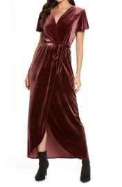 Velvet Wrap Front Maxi Dress at Nordstrom