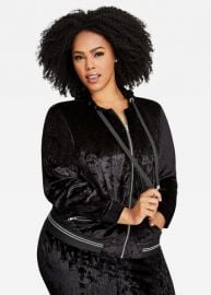 Velvet Zip Up Hoodie by Ashley Stewart at Ashley Stewart