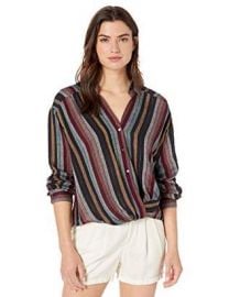 Velvet by Graham & Spencer Nessa Lurex Stripe Blouse at Amazon