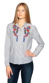 Velvet by Graham  amp  Spencer Kaidy Embroidered Stripe Mock Neck Shirt at Amazon