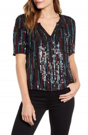 Velvet by Graham  amp  Spencer Multicolor Sequin Short Sleeve Top   Nordstrom at Nordstrom