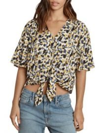 Velvet by Graham  amp  Spencer Tie-Front Printed Top Women - Bloomingdale s at Bloomingdales