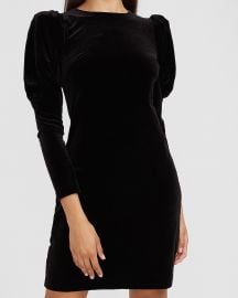 Velvet puff sleeve sheath dress at Express