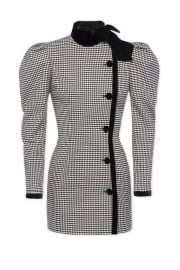 Velvet-trimmed Checked Wool-blend Mini Dress by Alessandra Rich at Net A Porter