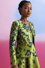 Venetia Jacquard Jacket Chartreuse And Navy - Welcome to the Fold LTD at The Fold London