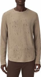 Vera Distressed Jacquard Long Sleeve Crewneck T-Shirt at Nordstrom