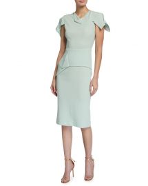 Vernon Asymmetric Wool Crepe Sheath Dress at Neiman Marcus