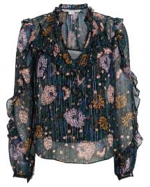 Veronica Beard Abra Lurex Floral Silk Blouse at Intermix