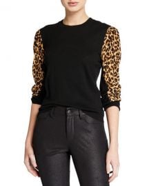 Veronica Beard Adler Mixed-Media Wool Sweater at Neiman Marcus