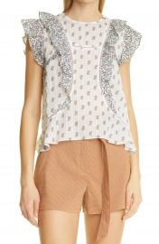 Veronica Beard Aira Ruffle Cotton Blouse   Nordstrom at Nordstrom