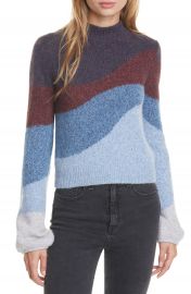 Veronica Beard Alexey Stripe Mock Neck Sweater   Nordstrom at Nordstrom