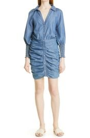 Veronica Beard Allie Long Sleeve Shirtdress in Yale Blue  at Nordstrom