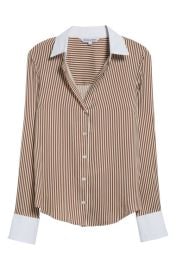 Veronica Beard Amelia Stripe Silk Blend Button-Up Shirt at Nordstrom