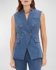 Veronica Beard Amika Tailored Denim Vest at Neiman Marcus