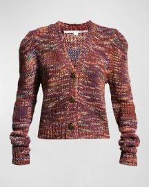 Veronica Beard Amosa Knit Puff-Sleeve Cardigan at Neiman Marcus