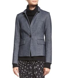 Veronica Beard Anaheim Herringbone Prep School Jacket  Navy at Neiman Marcus