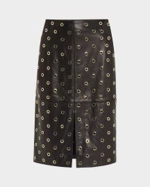 Veronica Beard Anderson Grommet Leather Pencil Skirt at Neiman Marcus