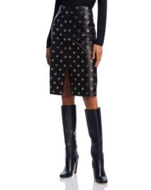 Veronica Beard Anderson Leather Eyelet Skirt Bloomingdalex27s Women at Bloomingdales