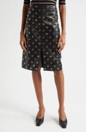 Veronica Beard Anderson Rivet Detail Leather Skirt at Nordstrom