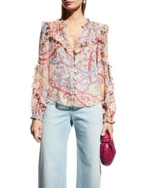 Veronica Beard Andri Paisley Georgette Blouse at Neiman Marcus