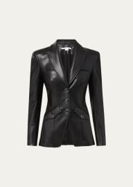 Veronica Beard Anoki Leather Dickey Jacket - at Bergdorf Goodman