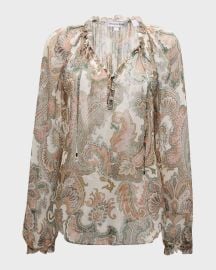 Veronica Beard Antonette Long-Sleeve Paisley Blouse at Neiman Marcus