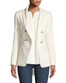 Veronica Beard Apollo Linen Cotton Double-Breasted Jacket at Neiman Marcus