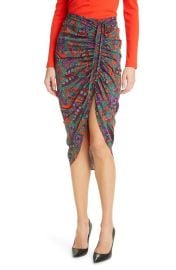 Veronica Beard Ari Floral Paisley Ruched Silk Blend Skirt at Nordstrom