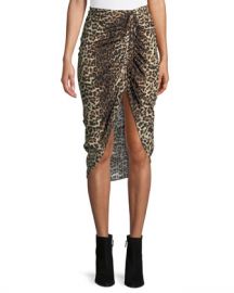 Veronica Beard Ari Ruched Leopard-Print High-Low Skirt at Neiman Marcus