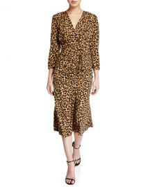 Veronica Beard Arielle Leopard-Print V-Neck Dress at Neiman Marcus