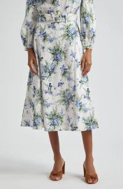 Veronica Beard Arwen Floral Cotton Belted Midi Skirt at Nordstrom