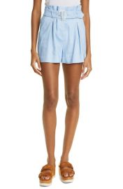 Veronica Beard Ashford Belted High Waist Linen Blend Shorts at Nordstrom