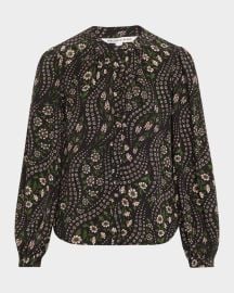 Veronica Beard Ashlynn Floral-Print Silk Top at Neiman Marcus