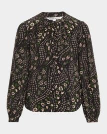 Veronica Beard Ashlynn Floral Print Silk Top at Neiman Marcus