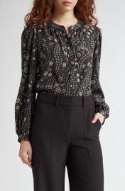 Veronica Beard Ashlynn Floral Stretch Silk Top at Nordstrom