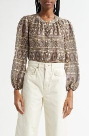 Veronica Beard Ashlynn Paisley Linen & Silk Top at Nordstrom