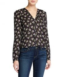 Veronica Beard Ashville Floral V-Neck Long-Sleeve Silk Blouse at Neiman Marcus