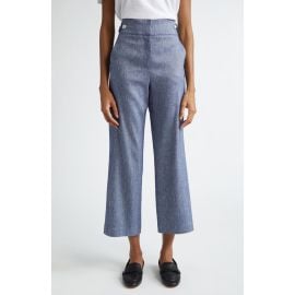 Veronica Beard Aubrie Crop Flare Linen Blend Pants at Nordstrom